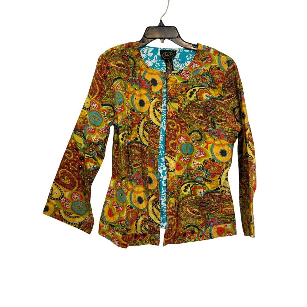 Julia Ku Womens Floral Paisley Jacket M Multicolor Cotton Lightweight India